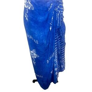 Royal BLUE & WHITE Floral Bahamas Swimsuit Dress Skirt Cover Up One Size